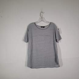 Womens Round Neck Short Sleeve Chest Pocket Pullover T-Shirt Size Large