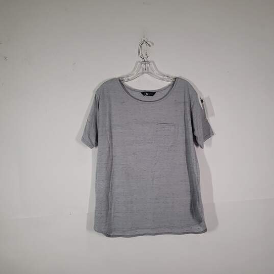 Womens Round Neck Short Sleeve Chest Pocket Pullover T-Shirt Size Large image number 1