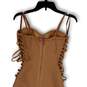 Womens Tan Sleeveless Sweetheart Neck Lace-Up Side Bodycon Dress Size Small image number 2