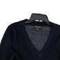 Womens Navy Blue Knitted V-Neck Long Sleeve Pullover Sweater Size Small image number 4