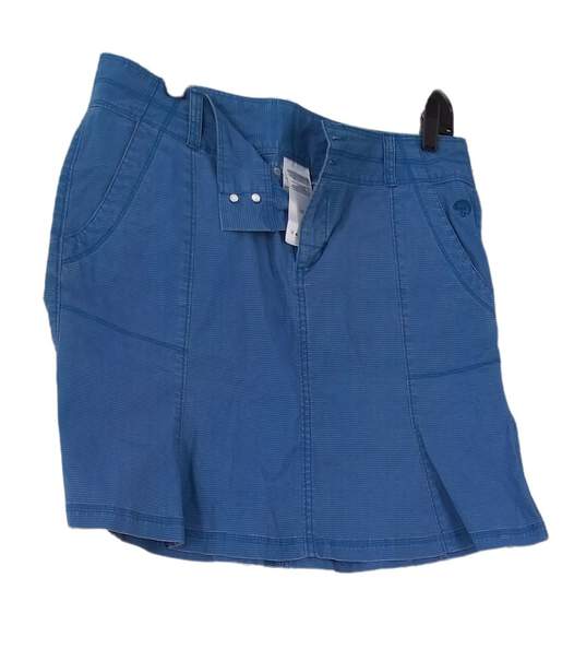 Womens Blue Slash Pockets Flat Front Mini Skirt Size 8 image number 1