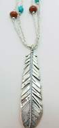 Carolyn Pollack 925 Liquid Silver Feather Pendant Multi Stone Necklace 13.0g image number 3