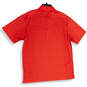 Mens Red Striped Spread Collar Short Sleeve Polo Shirt Size X-Large image number 3