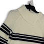 Womens Ivory Chunky Waffle Knit Long Sleeve Pullover Sweater Size 10-12 image number 4