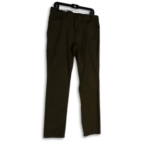 NWT Mens Green Slim Stretch Flat Front Straight Leg Chino Pants Size 32 image number 1