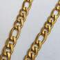 Gold Tone Figaro Chain W/Angry Wolf 24in Pendant Necklace 68.9g image number 3