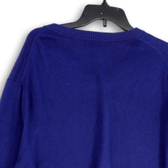 NWT Mens Blue Stretch Long Sleeve V-Neck Pullover Sweater Size XXL image number 1