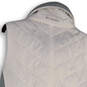 Womens White Gray Mock Neck Pocket Sleeveless Full-Zip Puffer Vest Size M image number 4