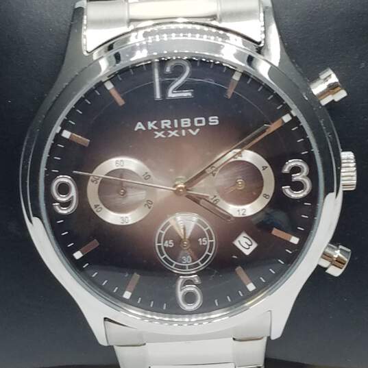 Akribos 41mm Case Men's Stainless Steel Chronograph Quartz Watch image number 1