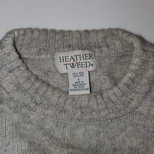 Heather Tweed Wool Shetland Pullover Sweater Size L image number 3