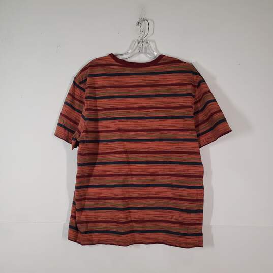 Mens Cotton Striped Crew Neck Short Sleeve Pullover T-Shirt Size XL image number 2