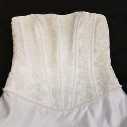 Womens White Beaded Designer Hi-Low Back Zip Party Strapless Dress Size 2 alternative image