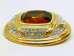 Swarovski  Clear & Amber Color Crystal Gold Tone Brooch alternative image