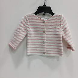 NWT Baby Girls Pink White Striped Knitted Cardigan Sweater Size 3-6 Months
