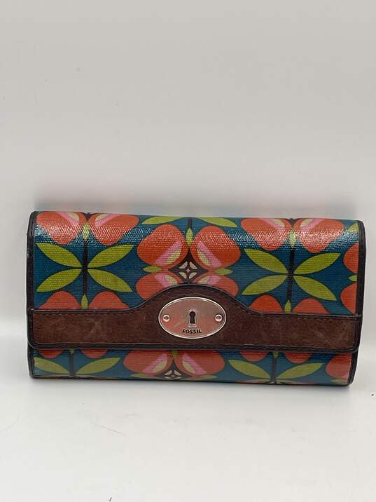 Womens Multicolor Floral Leather Inner Pockets Trifold Wallet W-0552170-I image number 1