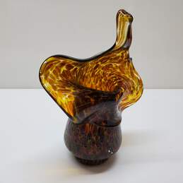 Hand Blown Art Glass Amber Shade Tortoiseshell Pendant Hanging Light