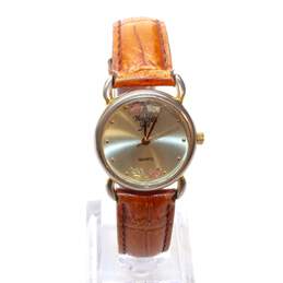 Black Hills Gold 12K Leaves Brown Leather Band Quartz Watch alternative image