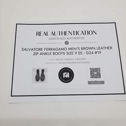 Authenticated Salvatore Ferragamo Brown Leather Zip Ankle Boots Men's Size 9 alternative image