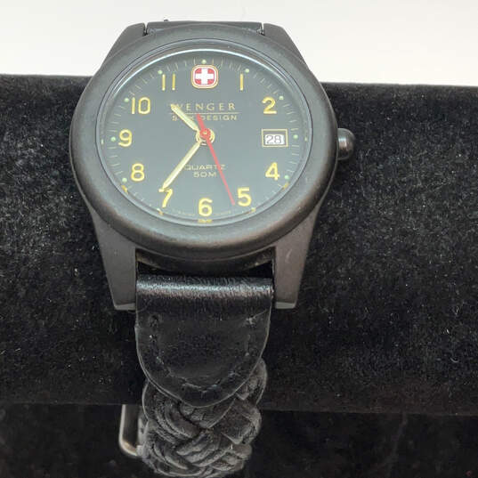 Designer Wenger 0600 Black Round Dial Stainless Steel Analog Wristwatch image number 1