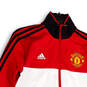 Mens Red Manchester United Long Sleeve Pockets Full-Zip Track Jacket Size S image number 3