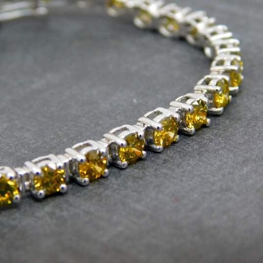 14K White Gold 6.00 CTTW Yellow Diamond Tennis Bracelet 11.5g image number 1