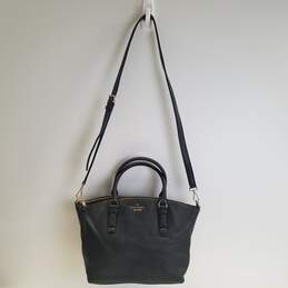 Kate Spade Black Leather Shoulder Zip Satchel Bag