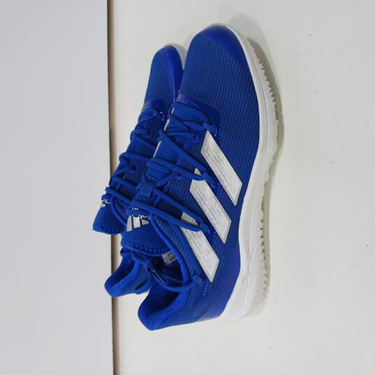 Adidas Men's Adizero Afterburner 8 Turf Blue And White Baseball Shoe Size 8.5 image number 4