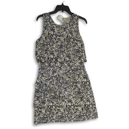 NWT J. Crew Womens Black White Floral Sleeveless Back Zip A-Line Dress Size 4