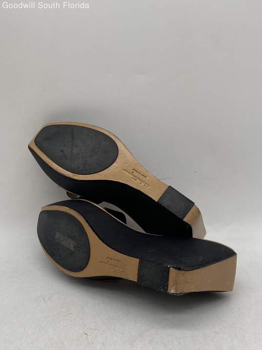 Authentic Salvatore Ferragamo Womens Black Wedge Platform Sandals Size 6C image number 8