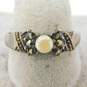 Artisan 925 Marcasite Bangle Bracelet & Faux Pearl Ring w/ Earrings 27.7g image number 2