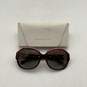 Womens Brown Pink Tortoise Shell Lightweight Round Sunglasses With Case image number 2