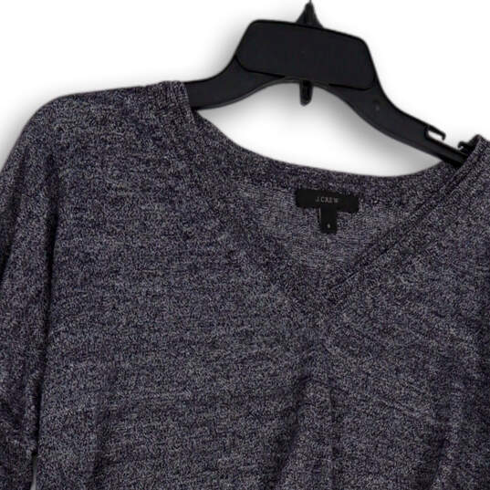 Womens Blue Heather Long Sleeve V-Neck Side Slit Pullover Sweater Size S image number 1