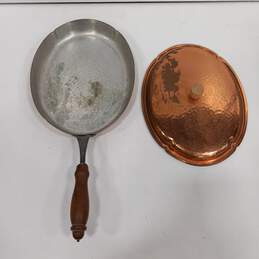 Vintage Copper Pan w/Wooden Handle alternative image