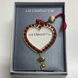 Liz Claiborne Lot of Four Heart Cat Meow Ornaments Gold Metallic alternative image