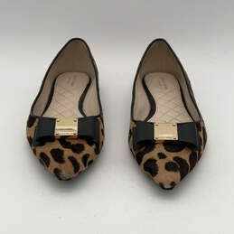 Womens W14054 Brown Black Leopard Print Pointed Toe Ballet Flats Size 9 B
