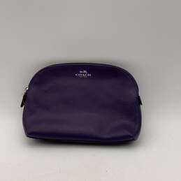 NWT Coach Womens Darcy F50060 Purple Leather Zipper Cosmetic Pouch