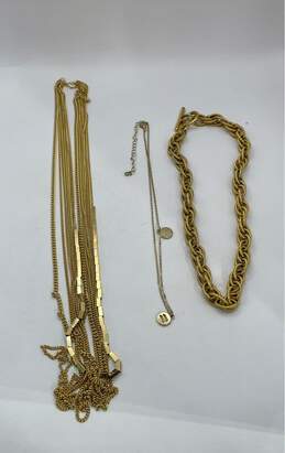 Set Of 3 Pcs Womens Gold Tone Layered & Chain Necklace 159.5g JEWZ6WV7Q-A