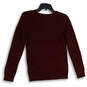 NWT Womens Maroon Knitted Long Sleeve V-Neck Pullover Sweater Size Small image number 2