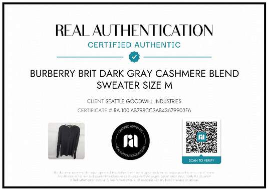 Burberry Brit Dark Gray Cashmere Blend Sweater MN Size M image number 7