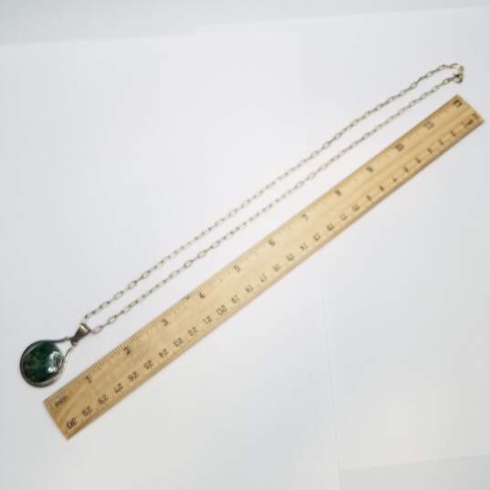 Sterling Silver Chrysocolla Pendant Paper-Clip Link Chain 23in Necklace 16.9g image number 5