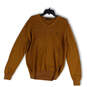 Mens Brown Tight Knit Long Sleeve V-Neck Stretch Pullover Sweater Size L image number 1