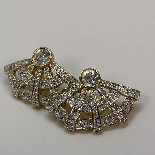 Designer Swarovski Gold-Tone Rhinestone Fashionable Stud Earrings image number 2