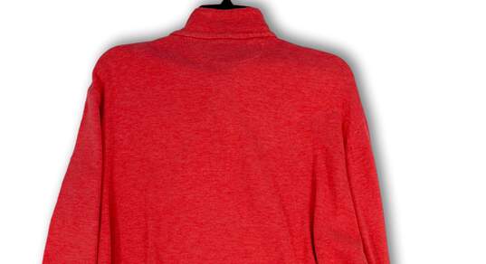 Womens Pink 1/4 Zip Mock Neck Long Sleeve Pullover Sweatshirt Size Large image number 4