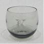 Vintage MCM Smoky Gray Glass Etched K Monogram Roly Poly Bar Glasses Set of 5 image number 4