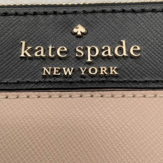 Kate Spade Womens Black Tan Leather Inner Pockets Zipper Wristlet Wallet Clutch image number 6