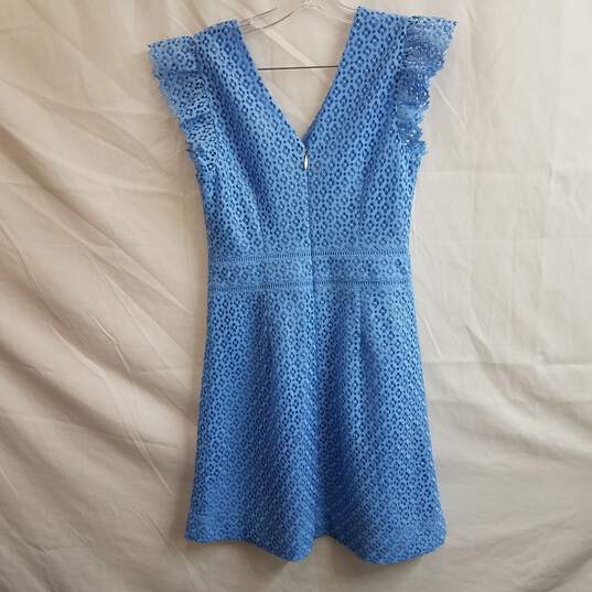 Draper James gingham lattice lace sleeveless dress Bermuda blue 4 nwt image number 1