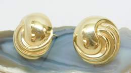 14k Yellow Gold Round Hollow Knot Post Earrings