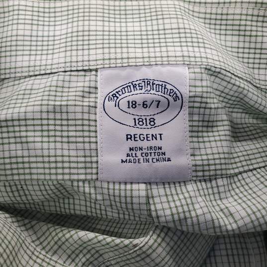 Brooks Brother Men's Regent Green Plaid Cotton Button Up Shirt Size 18-6/7 image number 3