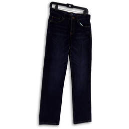 Womens Blue Medium Wash Pockets Stretch Denim Straight Leg Jeans Size 16