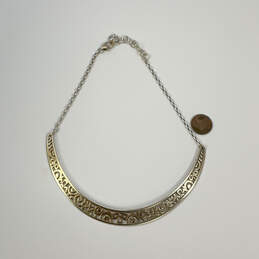 Designer Brighton Silver-Tone Crescent Bar Collar Chain Necklace w/ Box alternative image